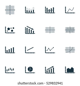 Set Of Graphs, Diagrams And Statistics Icons. Premium Quality Symbol Collection. Icons Can Be Used For Web, App And UI Design. Vector Illustration, EPS10.