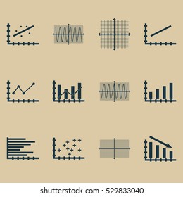 Set Of Graphs, Diagrams And Statistics Icons. Premium Quality Symbol Collection. Icons Can Be Used For Web, App And UI Design. Vector Illustration, EPS10.