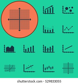 Set Of Graphs, Diagrams And Statistics Icons. Premium Quality Symbol Collection. Icons Can Be Used For Web, App And UI Design. Vector Illustration, EPS10.