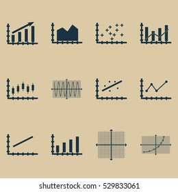 Set Of Graphs, Diagrams And Statistics Icons. Premium Quality Symbol Collection. Icons Can Be Used For Web, App And UI Design. Vector Illustration, EPS10.