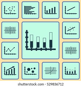 Set Of Graphs, Diagrams And Statistics Icons. Premium Quality Symbol Collection. Icons Can Be Used For Web, App And UI Design. Vector Illustration, EPS10.