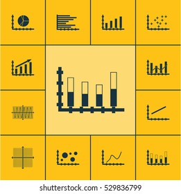 Set Of Graphs, Diagrams And Statistics Icons. Premium Quality Symbol Collection. Icons Can Be Used For Web, App And UI Design. Vector Illustration, EPS10.