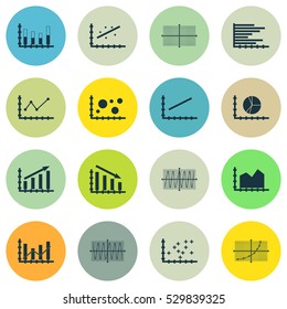 Set Of Graphs, Diagrams And Statistics Icons. Premium Quality Symbol Collection. Icons Can Be Used For Web, App And UI Design. Vector Illustration, EPS10.