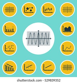 Set Of Graphs, Diagrams And Statistics Icons. Premium Quality Symbol Collection. Icons Can Be Used For Web, App And UI Design. Vector Illustration, EPS10.