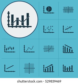 Set Of Graphs, Diagrams And Statistics Icons. Premium Quality Symbol Collection. Icons Can Be Used For Web, App And UI Design. Vector Illustration, EPS10.