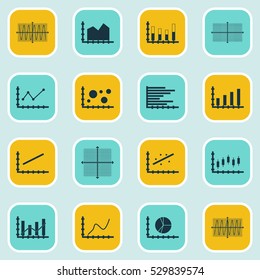 Set Of Graphs, Diagrams And Statistics Icons. Premium Quality Symbol Collection. Icons Can Be Used For Web, App And UI Design. Vector Illustration, EPS10.