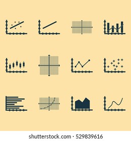 Set Of Graphs, Diagrams And Statistics Icons. Premium Quality Symbol Collection. Icons Can Be Used For Web, App And UI Design. Vector Illustration, EPS10.