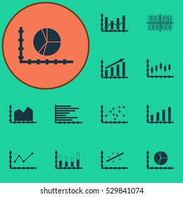 Set Of Graphs, Diagrams And Statistics Icons. Premium Quality Symbol Collection. Icons Can Be Used For Web, App And UI Design. Vector Illustration, EPS10.