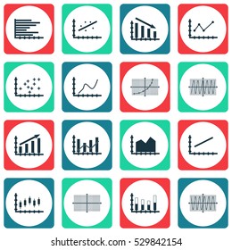 Set Of Graphs, Diagrams And Statistics Icons. Premium Quality Symbol Collection. Icons Can Be Used For Web, App And UI Design. Vector Illustration, EPS10.