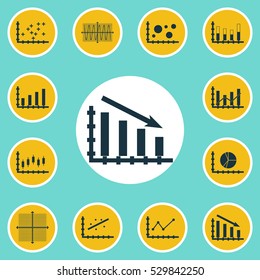 Set Of Graphs, Diagrams And Statistics Icons. Premium Quality Symbol Collection. Icons Can Be Used For Web, App And UI Design. Vector Illustration, EPS10.
