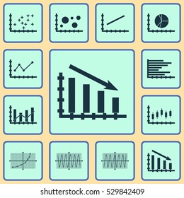 Set Of Graphs, Diagrams And Statistics Icons. Premium Quality Symbol Collection. Icons Can Be Used For Web, App And UI Design. Vector Illustration, EPS10.
