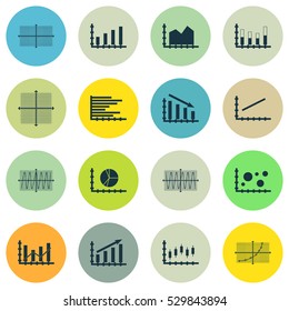 Set Of Graphs, Diagrams And Statistics Icons. Premium Quality Symbol Collection. Icons Can Be Used For Web, App And UI Design. Vector Illustration, EPS10.