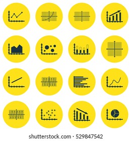 Set Of Graphs, Diagrams And Statistics Icons. Premium Quality Symbol Collection. Icons Can Be Used For Web, App And UI Design. Vector Illustration, EPS10.