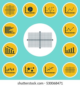 Set Of Graphs, Diagrams And Statistics Icons. Premium Quality Symbol Collection. Icons Can Be Used For Web, App And UI Design. Vector Illustration, EPS10.