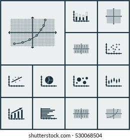 Set Of Graphs, Diagrams And Statistics Icons. Premium Quality Symbol Collection. Icons Can Be Used For Web, App And UI Design. Vector Illustration, EPS10.