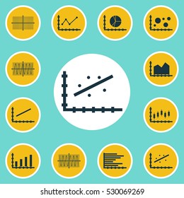 Set Of Graphs, Diagrams And Statistics Icons. Premium Quality Symbol Collection. Icons Can Be Used For Web, App And UI Design. Vector Illustration, EPS10.