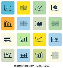 Set Of Graphs, Diagrams And Statistics Icons. Premium Quality Symbol Collection. Icons Can Be Used For Web, App And UI Design. Vector Illustration, EPS10.