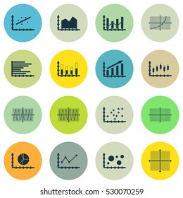 Set Of Graphs, Diagrams And Statistics Icons. Premium Quality Symbol Collection. Icons Can Be Used For Web, App And UI Design. Vector Illustration, EPS10.