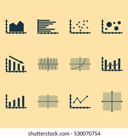 Set Of Graphs, Diagrams And Statistics Icons. Premium Quality Symbol Collection. Icons Can Be Used For Web, App And UI Design. Vector Illustration, EPS10.