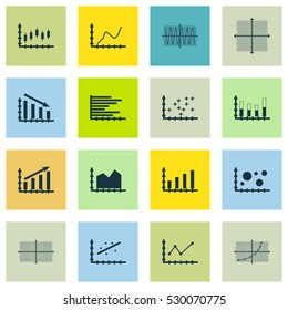 Set Of Graphs, Diagrams And Statistics Icons. Premium Quality Symbol Collection. Icons Can Be Used For Web, App And UI Design. Vector Illustration, EPS10.