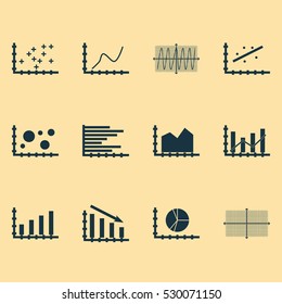Set Of Graphs, Diagrams And Statistics Icons. Premium Quality Symbol Collection. Icons Can Be Used For Web, App And UI Design. Vector Illustration, EPS10.