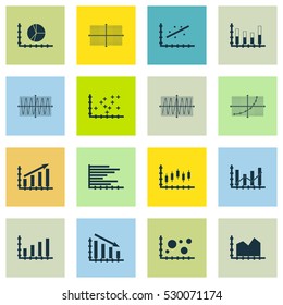 Set Of Graphs, Diagrams And Statistics Icons. Premium Quality Symbol Collection. Icons Can Be Used For Web, App And UI Design. Vector Illustration, EPS10.