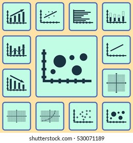 Set Of Graphs, Diagrams And Statistics Icons. Premium Quality Symbol Collection. Icons Can Be Used For Web, App And UI Design. Vector Illustration, EPS10.