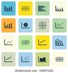 Set Of Graphs, Diagrams And Statistics Icons. Premium Quality Symbol Collection. Icons Can Be Used For Web, App And UI Design. Vector Illustration, EPS10.