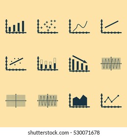 Set Of Graphs, Diagrams And Statistics Icons. Premium Quality Symbol Collection. Icons Can Be Used For Web, App And UI Design. Vector Illustration, EPS10.