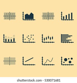Set Of Graphs, Diagrams And Statistics Icons. Premium Quality Symbol Collection. Icons Can Be Used For Web, App And UI Design. Vector Illustration, EPS10.