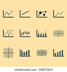 Set Of Graphs, Diagrams And Statistics Icons. Premium Quality Symbol Collection. Icons Can Be Used For Web, App And UI Design. Vector Illustration, EPS10.