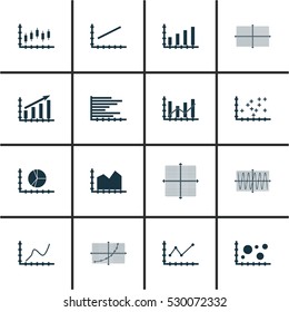 Set Of Graphs, Diagrams And Statistics Icons. Premium Quality Symbol Collection. Icons Can Be Used For Web, App And UI Design. Vector Illustration, EPS10.
