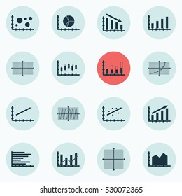 Set Of Graphs, Diagrams And Statistics Icons. Premium Quality Symbol Collection. Icons Can Be Used For Web, App And UI Design. Vector Illustration, EPS10.