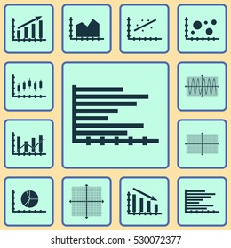 Set Of Graphs, Diagrams And Statistics Icons. Premium Quality Symbol Collection. Icons Can Be Used For Web, App And UI Design. Vector Illustration, EPS10.