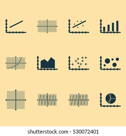 Set Of Graphs, Diagrams And Statistics Icons. Premium Quality Symbol Collection. Icons Can Be Used For Web, App And UI Design. Vector Illustration, EPS10.