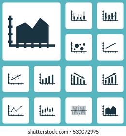 Set Of Graphs, Diagrams And Statistics Icons. Premium Quality Symbol Collection. Icons Can Be Used For Web, App And UI Design. Vector Illustration, EPS10.
