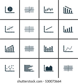 Set Of Graphs, Diagrams And Statistics Icons. Premium Quality Symbol Collection. Icons Can Be Used For Web, App And UI Design. Vector Illustration, EPS10.