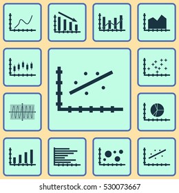 Set Of Graphs, Diagrams And Statistics Icons. Premium Quality Symbol Collection. Icons Can Be Used For Web, App And UI Design. Vector Illustration, EPS10.