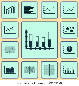 Set Of Graphs, Diagrams And Statistics Icons. Premium Quality Symbol Collection. Icons Can Be Used For Web, App And UI Design. Vector Illustration, EPS10.
