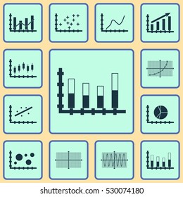 Set Of Graphs, Diagrams And Statistics Icons. Premium Quality Symbol Collection. Icons Can Be Used For Web, App And UI Design. Vector Illustration, EPS10.