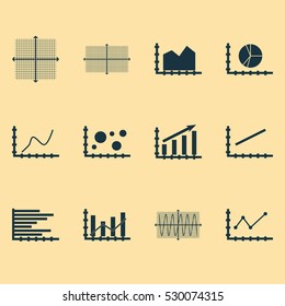 Set Of Graphs, Diagrams And Statistics Icons. Premium Quality Symbol Collection. Icons Can Be Used For Web, App And UI Design. Vector Illustration, EPS10.