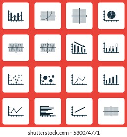 Set Of Graphs, Diagrams And Statistics Icons. Premium Quality Symbol Collection. Icons Can Be Used For Web, App And UI Design. Vector Illustration, EPS10.