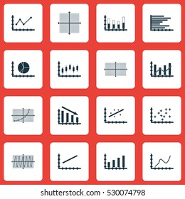 Set Of Graphs, Diagrams And Statistics Icons. Premium Quality Symbol Collection. Icons Can Be Used For Web, App And UI Design. Vector Illustration, EPS10.