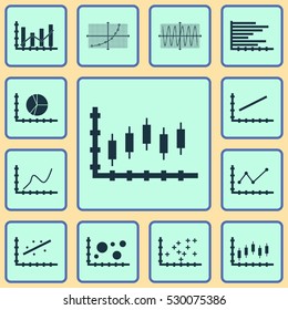 Set Of Graphs, Diagrams And Statistics Icons. Premium Quality Symbol Collection. Icons Can Be Used For Web, App And UI Design. Vector Illustration, EPS10.