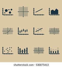 Set Of Graphs, Diagrams And Statistics Icons. Premium Quality Symbol Collection. Icons Can Be Used For Web, App And UI Design. Vector Illustration, EPS10.