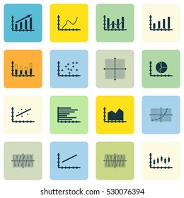 Set Of Graphs, Diagrams And Statistics Icons. Premium Quality Symbol Collection. Icons Can Be Used For Web, App And UI Design. Vector Illustration, EPS10.