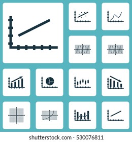 Set Of Graphs, Diagrams And Statistics Icons. Premium Quality Symbol Collection. Icons Can Be Used For Web, App And UI Design. Vector Illustration, EPS10.