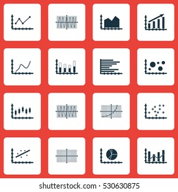 Set Of Graphs, Diagrams And Statistics Icons. Premium Quality Symbol Collection. Icons Can Be Used For Web, App And UI Design. Vector Illustration, EPS10.