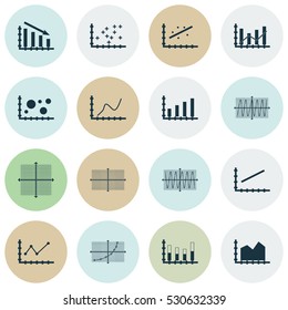 Set Of Graphs, Diagrams And Statistics Icons. Premium Quality Symbol Collection. Icons Can Be Used For Web, App And UI Design. Vector Illustration, EPS10.