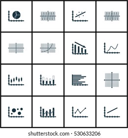 Set Of Graphs, Diagrams And Statistics Icons. Premium Quality Symbol Collection. Icons Can Be Used For Web, App And UI Design. Vector Illustration, EPS10.